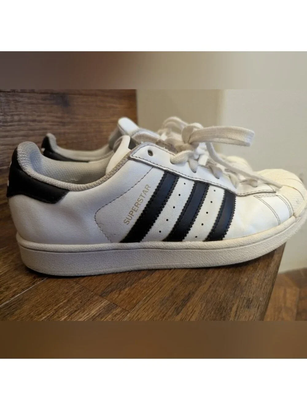 Adidas Superstar Shoes - White and Black Leather Unisex M6/W7
